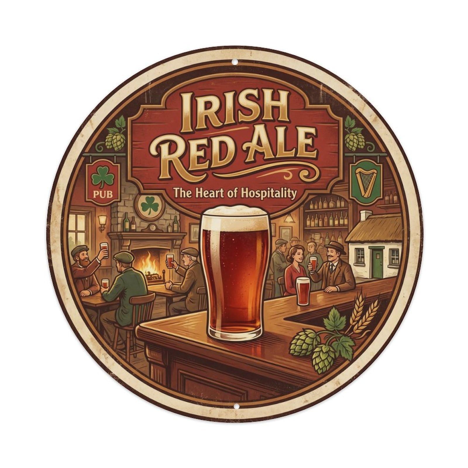 Irish Red Ale Beer Brewery Old School Wild Ferment Metal Tin Sign