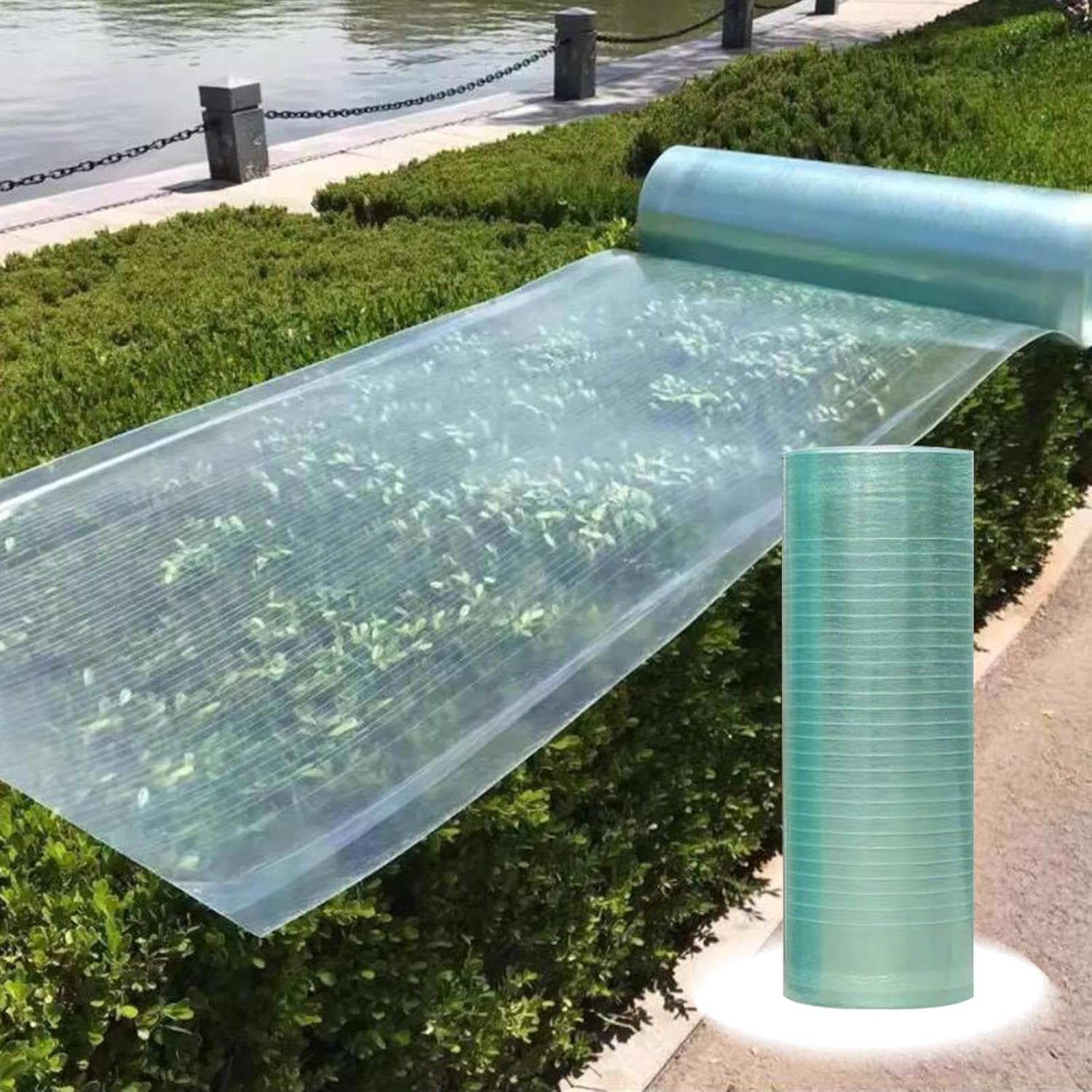 Polycarbonate Greenhouse Sheets Poly Plastic Roof Panel,FRP Clear Rainproof Sheet,Uv Protection Glassfiber Panels,Waterproof Roofing Cover,Cold Framing Cladding-Easy to Cut,W×L-1.5x2m