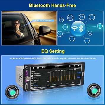 6.9 Single DIN Car Radio with Wireless Apple CarPlay, Car Bluetooth 5.2, AM FM Radio, IPS Touchscreen 1280x480, Backup Camera, Type-C Fast Charging, USB, 180W Subwoofer, Android Auto, GPS Navigation