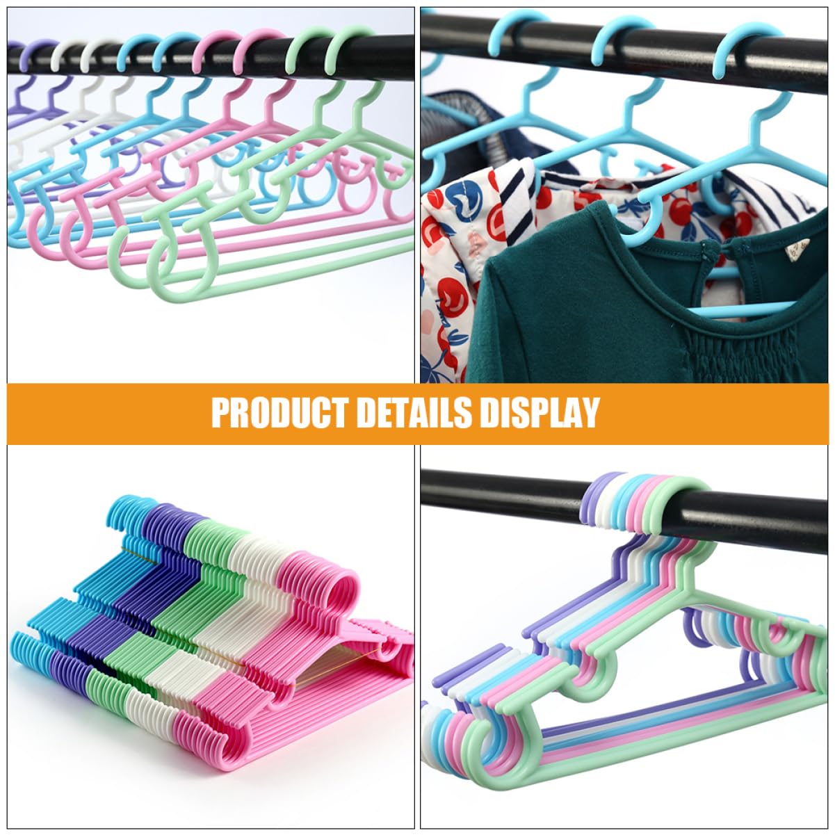 Alipis Perchas Infantiles de Plástico para Ñiño y Niño, 50 Piezas, Resistentes y Estables, Ideales para Armario, Dormitorio y Guardería