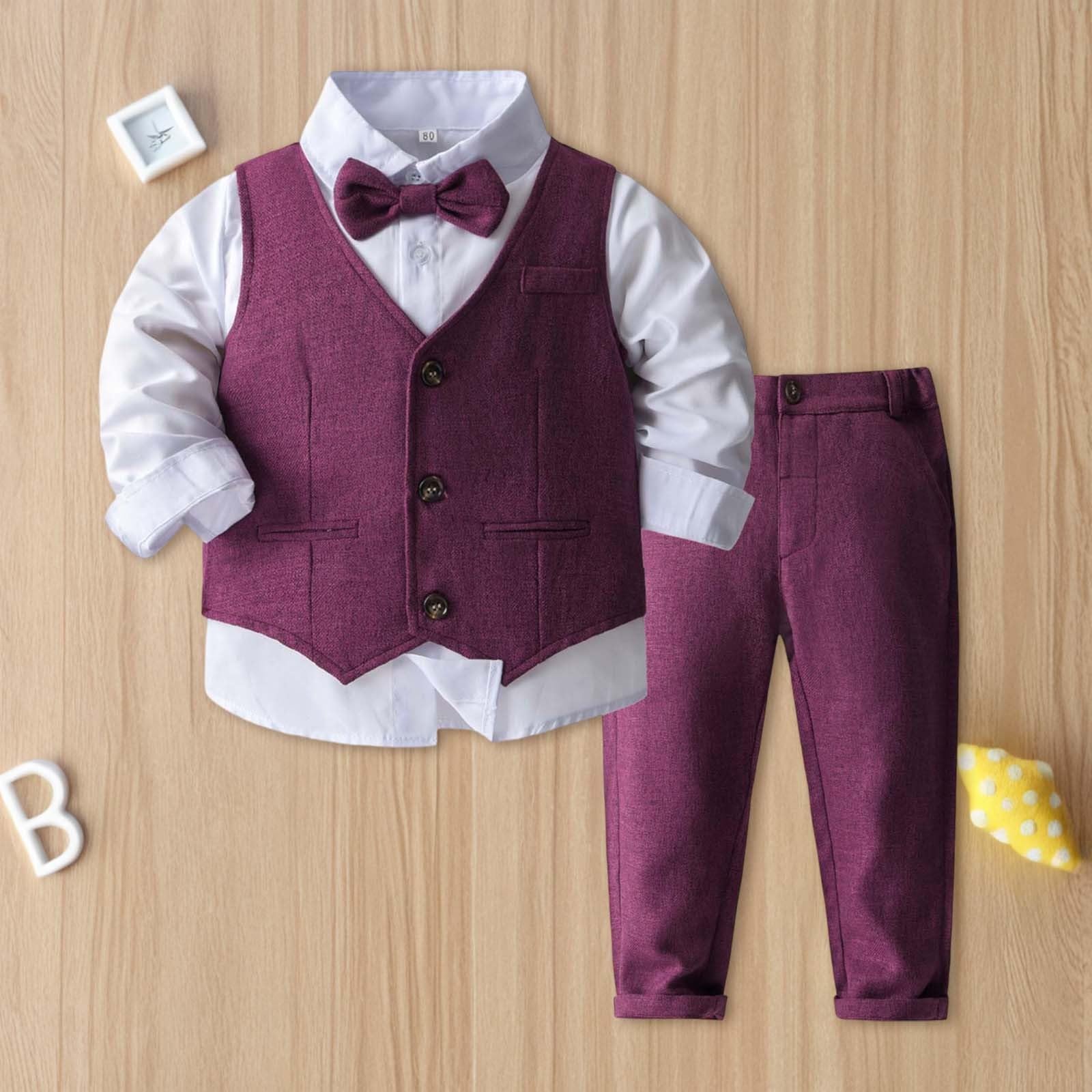 WWricotta Abiti, Per Neonati, Completi, Smoking Per Neonati, Da Uomo, Formali, Camicia + Gilet + Pantaloni, Completi Per Neonati, Anti-rughe