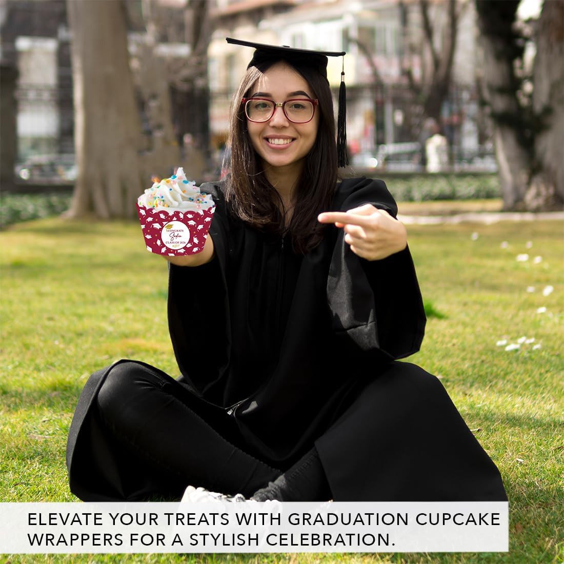 Andaz Press Personalized Class of 2026 Cupcake Wrappers with Custom Name, Congrats Graduation Decorations 2026, Class of 2026 Decorations Graduation Decor, Bulk 20 Pack, 2 x 3.25 Inch, Made in the USA