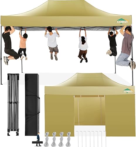 Miniatura 36 de COBIZI Toldo desplegable de 6.6 x 6.6 pies sin pared lateral, toldo resistente UPF 50+ para todas las estaciones, resistente al viento e