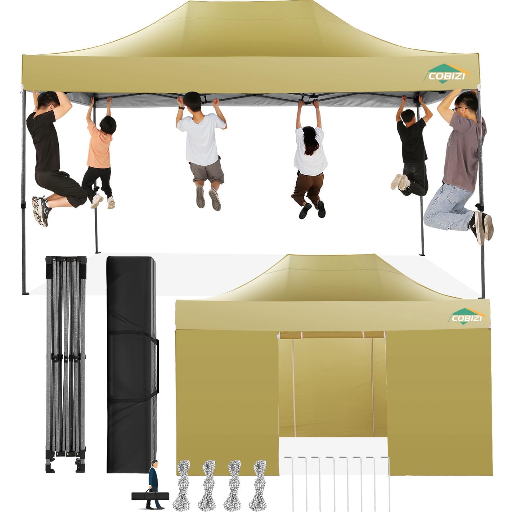 Gazebo Pieghevole 3x4.5m Impermeabile Con Pareti - Tenda Da Esterno Per Feste Con Protezione UV 50+ - Foto 3