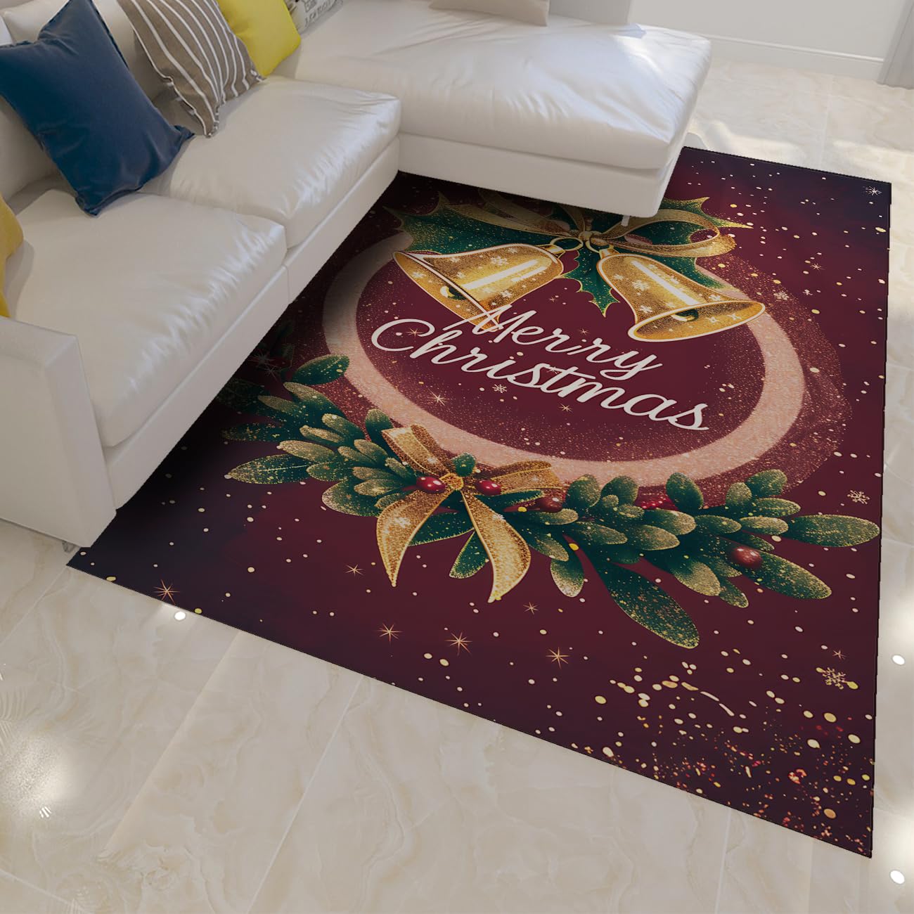 Tapis couronne de Noël 120x180cm pour illuminer votre entrée ou cuisine