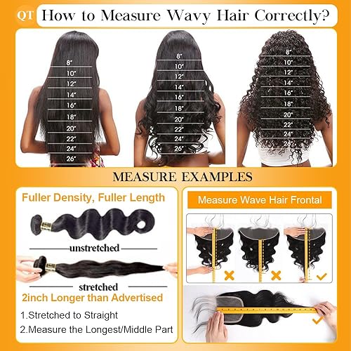 Miniatura 7 de QTHAIR - 3 extensiones de cabello humano remy brasileño ondulado, 12 A, 18, 16 y 14 pulgadas, 10.58 onzas, trama de cabello de color negro natural,