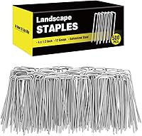 Vista 16 de HongWay Paquete de 240 grapas de paisaje de 15 cm, estacas de jardín galvanizadas para carpas, estacas resistentes calibre 11, alfileres de tela