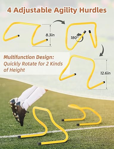 Miniatura 2 de GHB Agility Ladder,Football Training Equipment Set,4 Agility Hurdles, 20 feet12 Rungs Speed Ladder,12 Disc Cones,Resistance Parachute, Jump Rope, 5