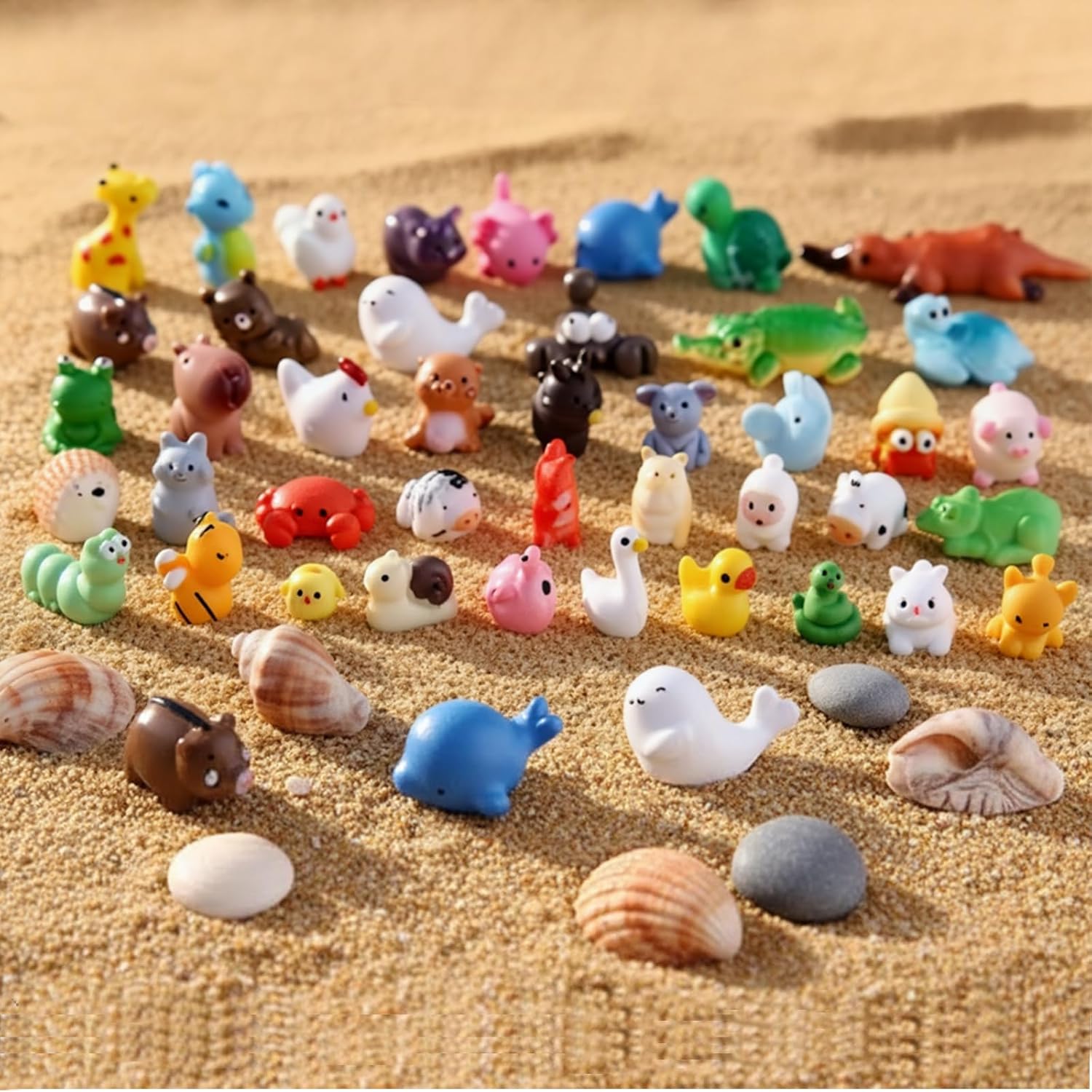 LEECHY 42pcs Mini Resin Animal with 42 Styls Animal Figurines