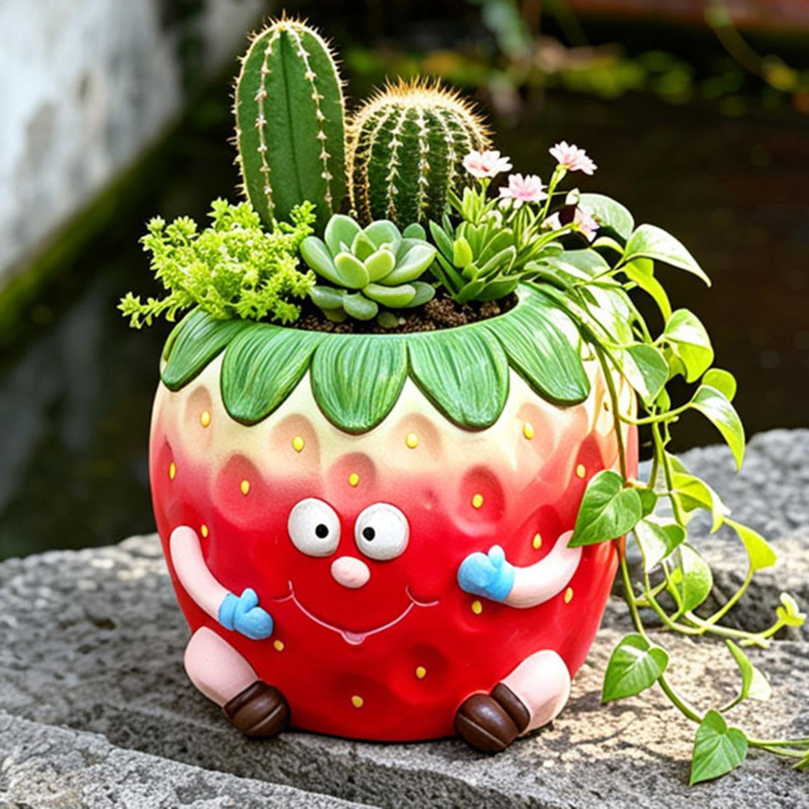 Erdbeerförmiger Blumentopf, dekorative Pflanze, Erdbeer-Blumentopf