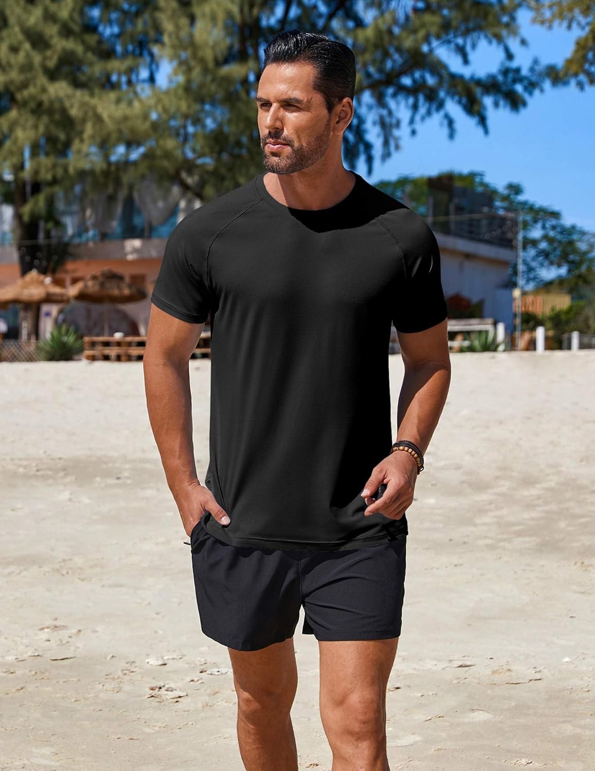 COOFANDY Mens Swim Shirt UPF 50+ Rash Guard Beach Tshirt Workout Quick Dry T Shirts for Running, Surfing and Hiking