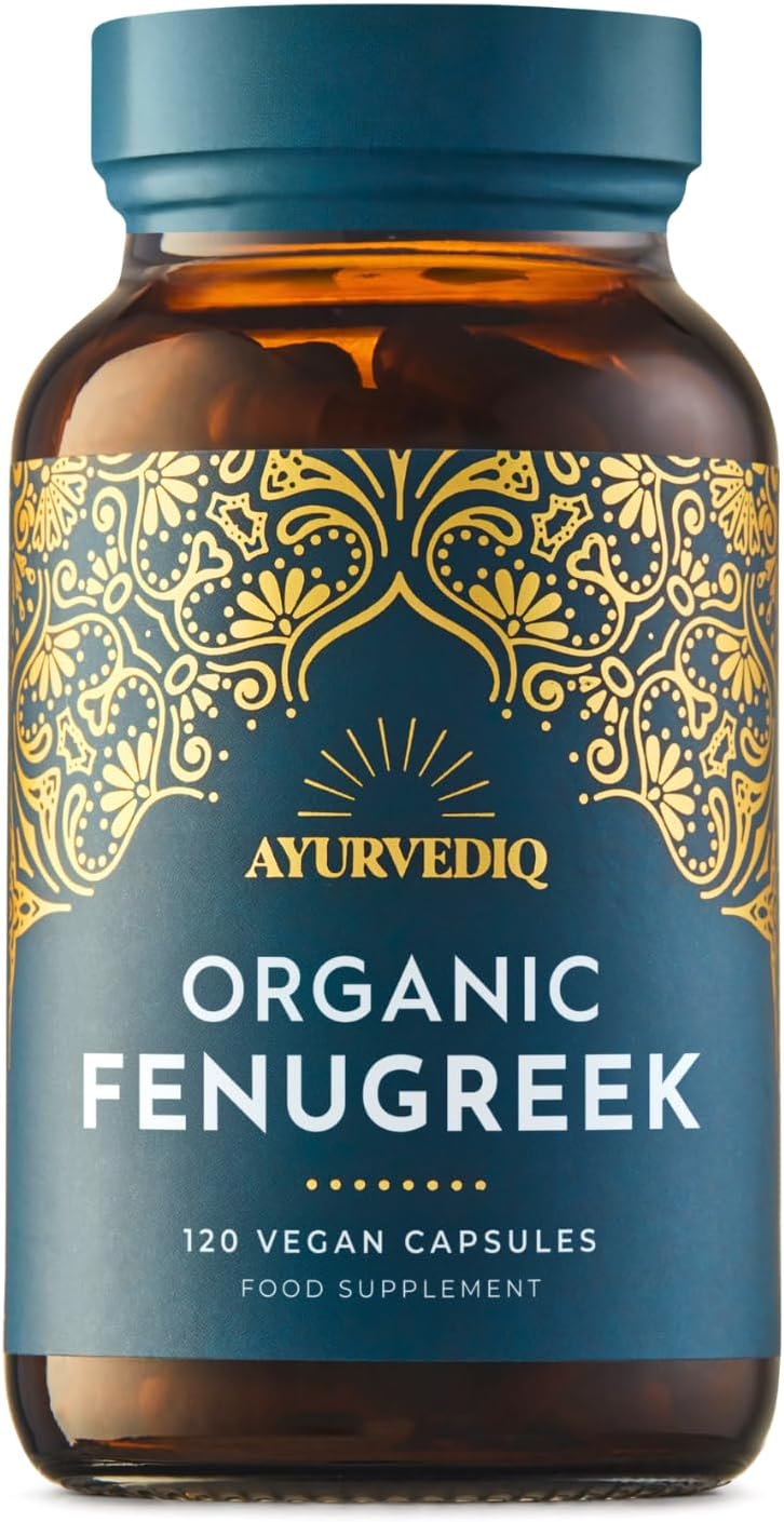 Ayurvediq Organic Fenugreek Methi Seed 750mg, 120 Vegan Capsules