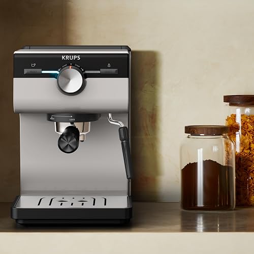 Krups Authentic XP381B10 - Macchina per caffè espresso da 15 bar, funzionamento intuitivo, design raffinato, ugello per vapore integrato, serbatoio dell'acqua da 2 l, con accessori, colore: - 9