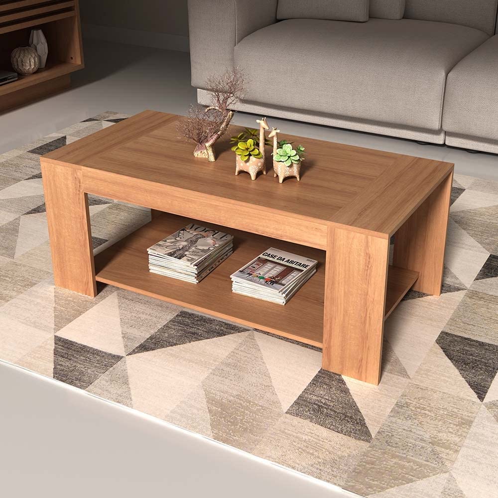 Danube Home Kairo Coffee Table | Multi-Functional Living Room Desk | Space Saving Center Table | Modern Design Furniture For Home, Living Room L 110 x W 54 x H 45 cm -Almond