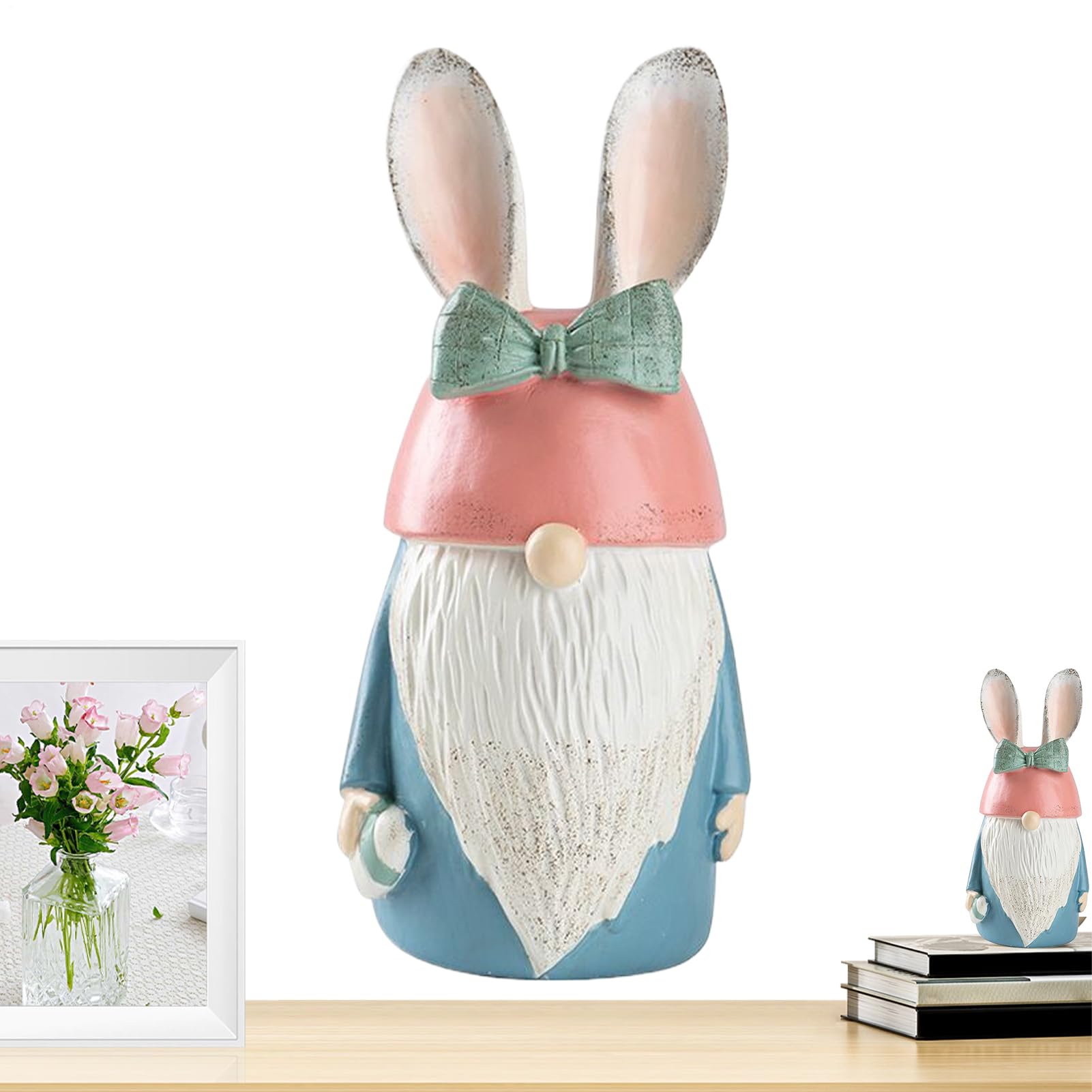 Statue de lapin de Pâques en résine avec nœud : l'atout charme de votre pelouse