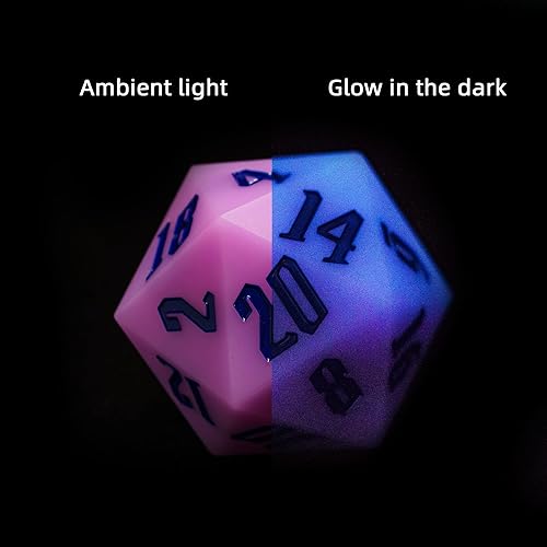 Miniatura 2 de Dados de silicona D20 de 2.165 in, D20 grandes que brillan en la oscuridad D20 individuales de 20 caras, dados poliédricos gigantes D20 con caja de