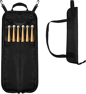 Drumstick Holder Drum Stick Bag Holder Hanging With Crossbody Shoulder Strap Drum Sticks Bags Container Up To 4 Pairs Drumstick Storage for Percussion Rock Band Jazz Acoustic Drummer Practice Students