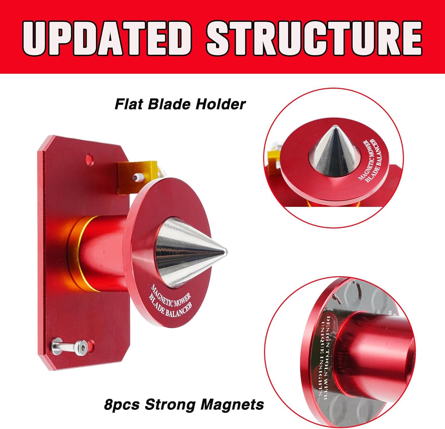 Equilibrador de Cortacésped, Equilibrador de Cuchillas de Montaje en Pared Magnético, Herramienta Equilibradora de Cortacésped de Aleación de Aluminio, Alineación Eficiente