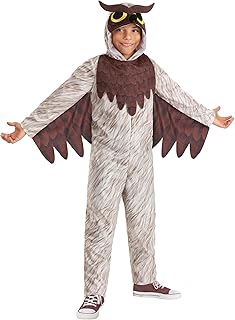 Kid's Brown Barn Owl Costume | Nocturnal Predator Bird Jumpsuit with Attached Wings & Hood - Buy now