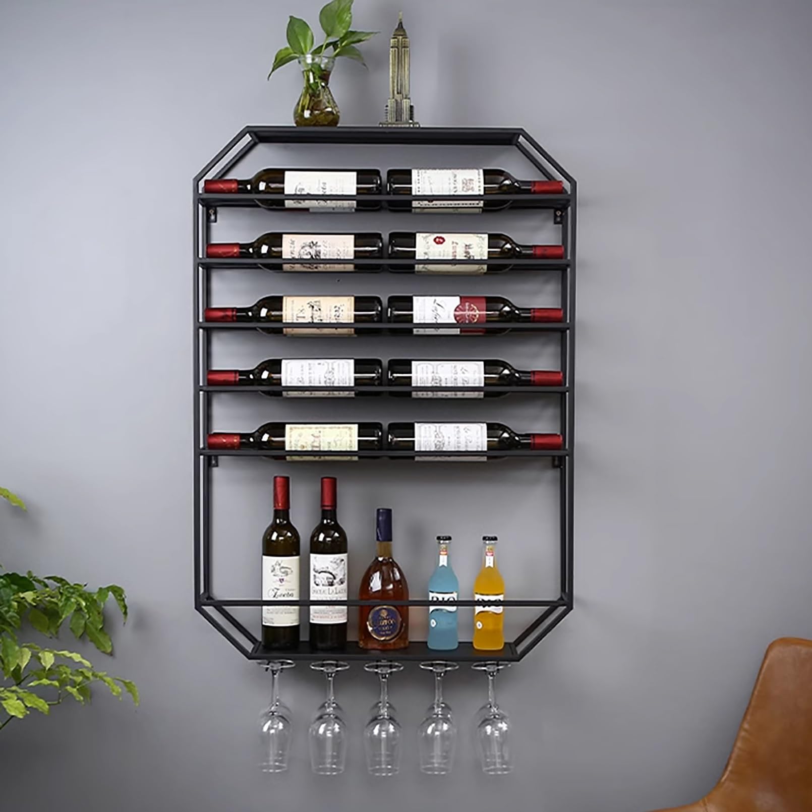 Porte-bouteille en fer multifonctionnel pour gagner de la place au bar