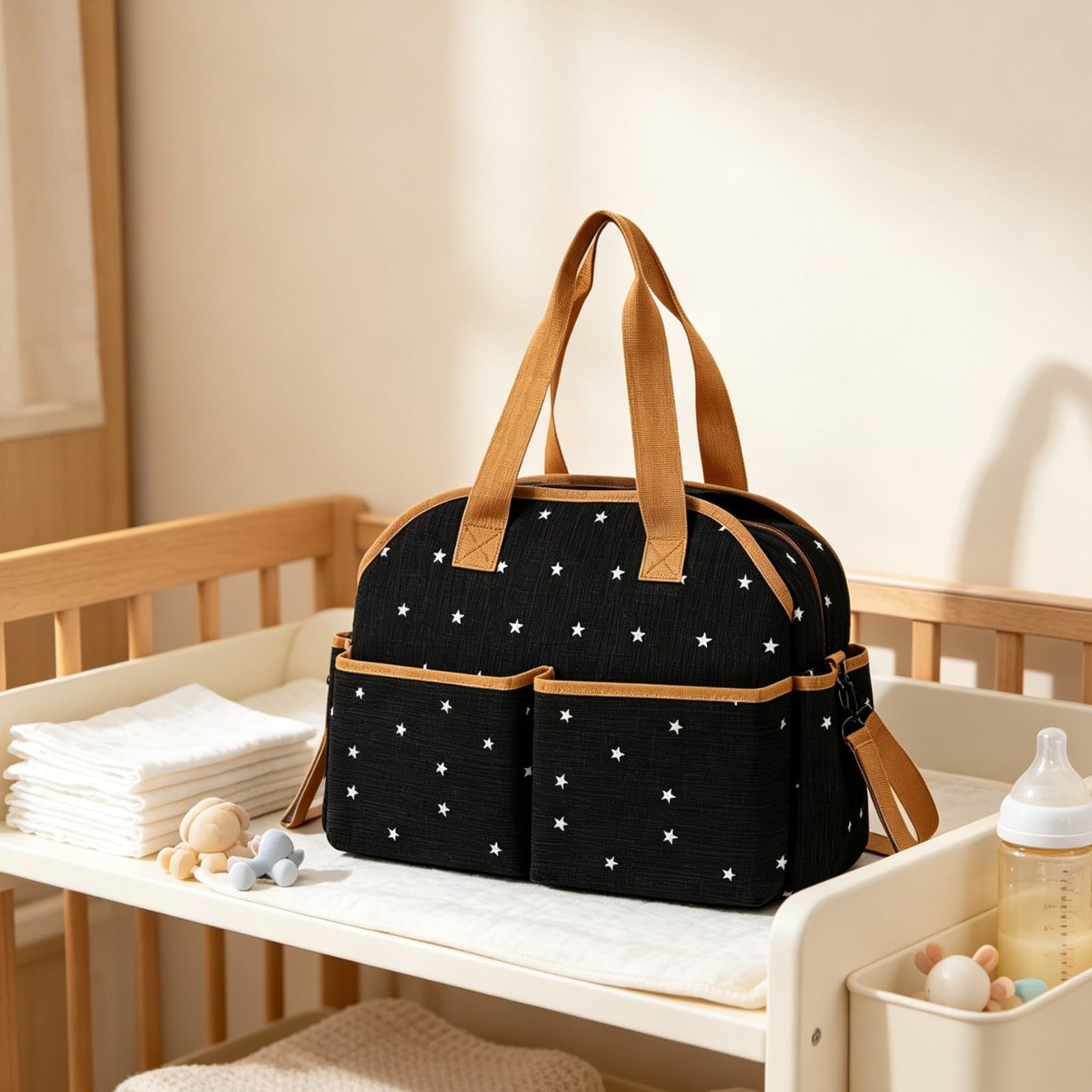 Ronyme Borsa da per Pannolini Cerniera Bidirezionale Scorrevole, Borsa Mamma Multifunzione, Esterno Impermeabile Resistente