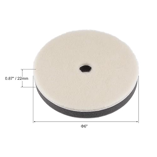 Miniatura 2 de uxcell Almohadilla de pulido de esponja de fieltro de lana de 6 "Rueda de pulido de gancho y bucle con agujero pulido fino para pulidor orbital