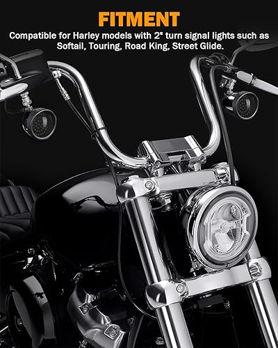 Miniatura 5 de PBYMT Cubierta de lente de señal de giro ahumada con visera negra de 2 pulgadas, biseles estilo visera bala compatible con Harley Touring Softail