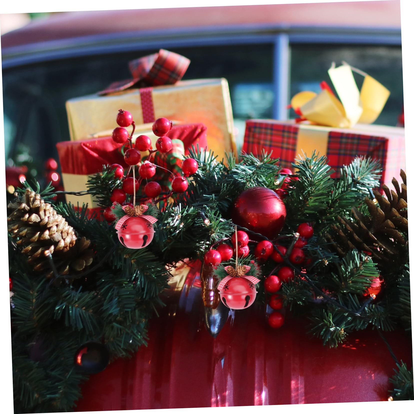 Ciieeo 6 Pz campana appesa di natale campana di bowknot appesa campane di slitta di natale arredamento accessori mini campanello fai da te a 8 cm la