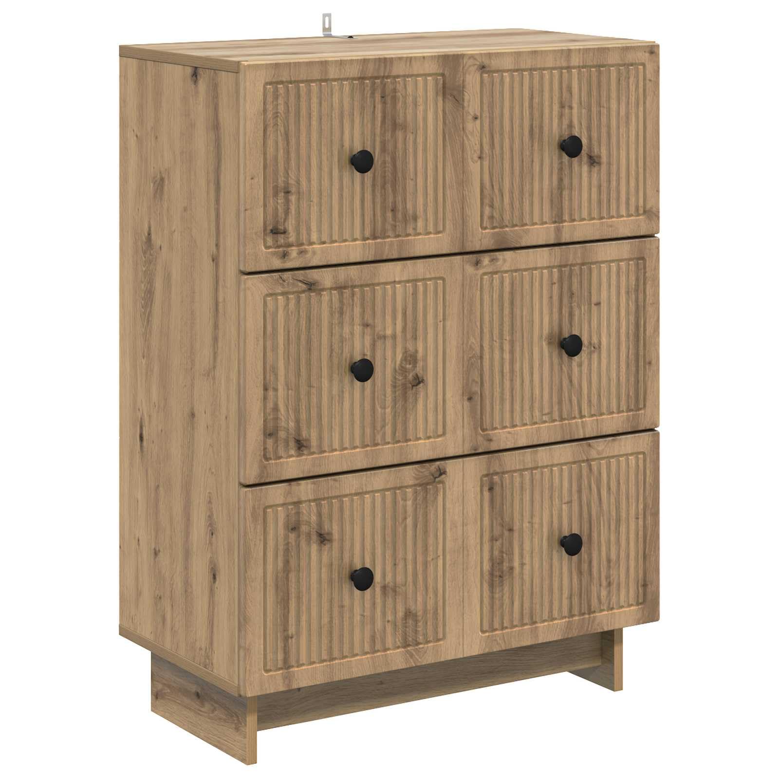 Cassettiera in rovere Artisan, 66 x 34,5 x 90 cm, con 3 cassetti, cassettiera per soggiorno, ufficio, corridoio, cantina