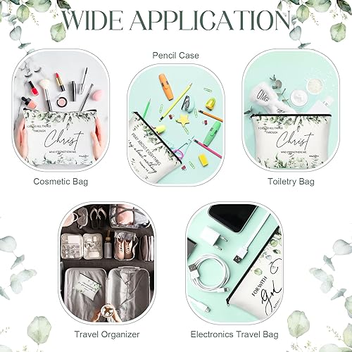 Miniatura 7 de Saintrygo 4 piezas de regalos cristianos inspiradores para mujeres, estuche para lápices de la Biblia cristiana, estuche de maquillaje religioso con