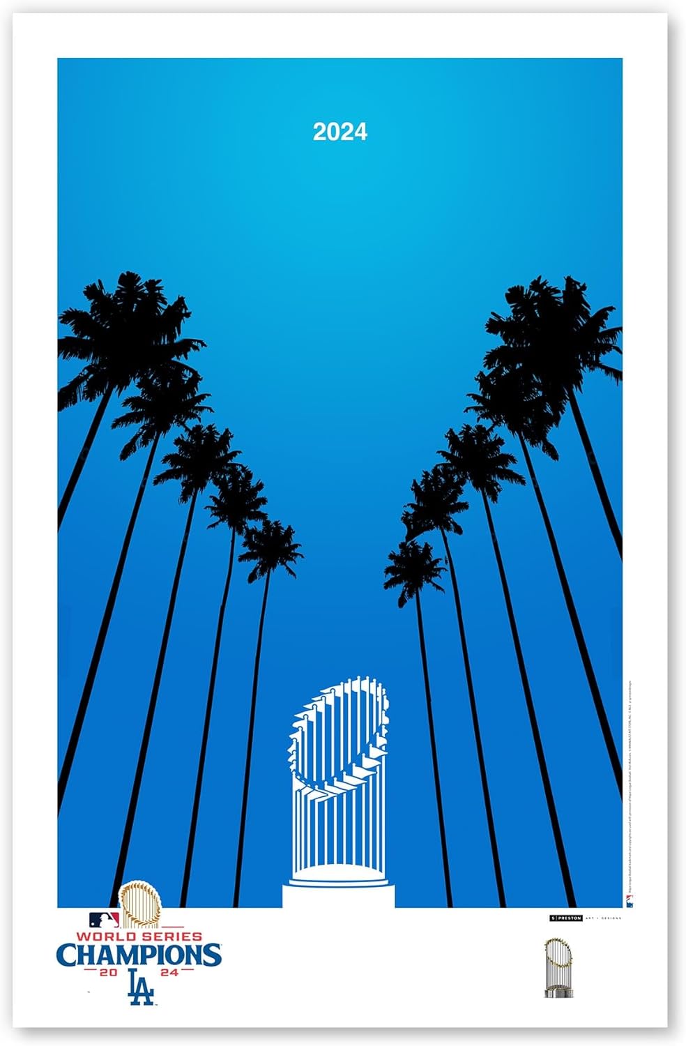 Los Angeles Dodgers - Minimalist World Series 2024 MLB Licensed Art Poster Print by S. Preston - Living Room Home Wall Decor, 11" x 17" Unframed Artwork