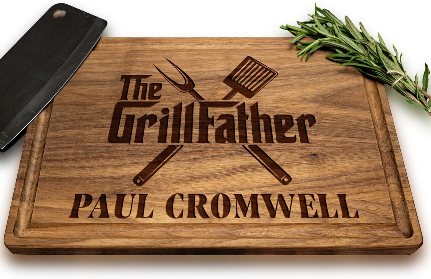 Personalized Grillfather Cutting Board for Dad, Husband, Grandpa or Father-in-Law, Custom Wooden BBQ Grilling Board for Men, Father’s Day Gift for Him
