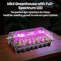 Vista 8 de Bonviee Paquete de 2 bandejas de inicio de semillas con luz para plantas, kits de bandejas de inicio de plántulas elevadas con cúpulas de humedad