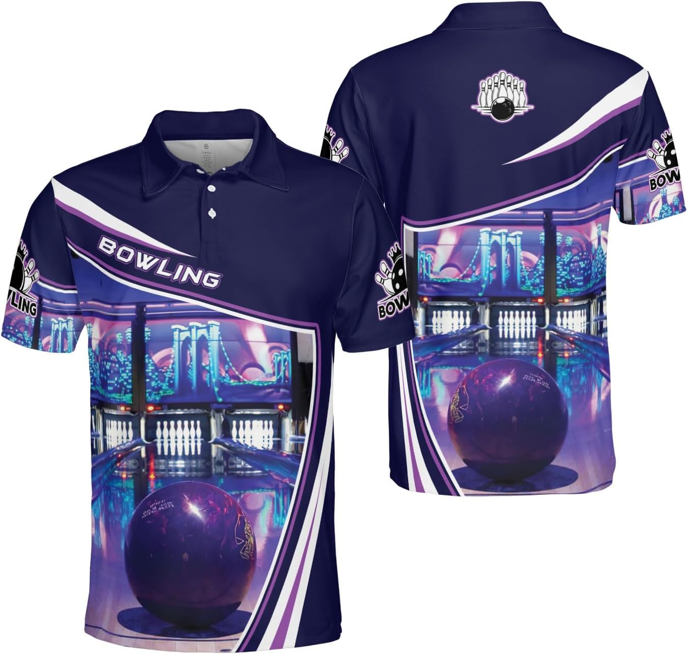 Bowling Polo Shirts 3D for Men & Women, Bowling Jersey Shirt, Team Bowling Shirts Short Sleeve Polo Gift