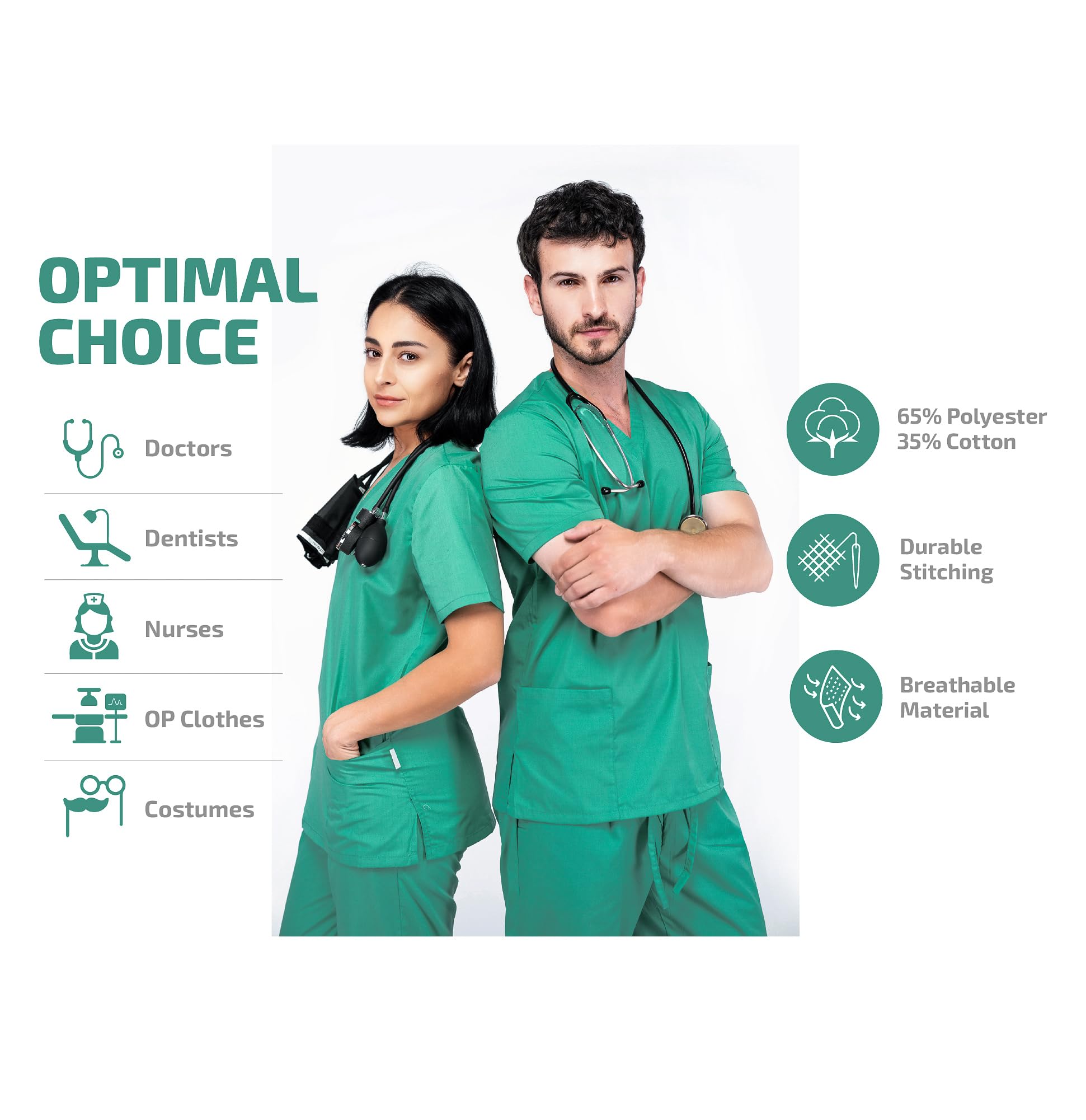 MAZALAT work wear Vêtements médicals Unisexe- Tenue Infirmiere Professionnelle, Tenue Aide Soignante Professionnelle, Coupe Souple Et Confortable, Tissu Respirant, Tenue Aide Soignante Femme Homme