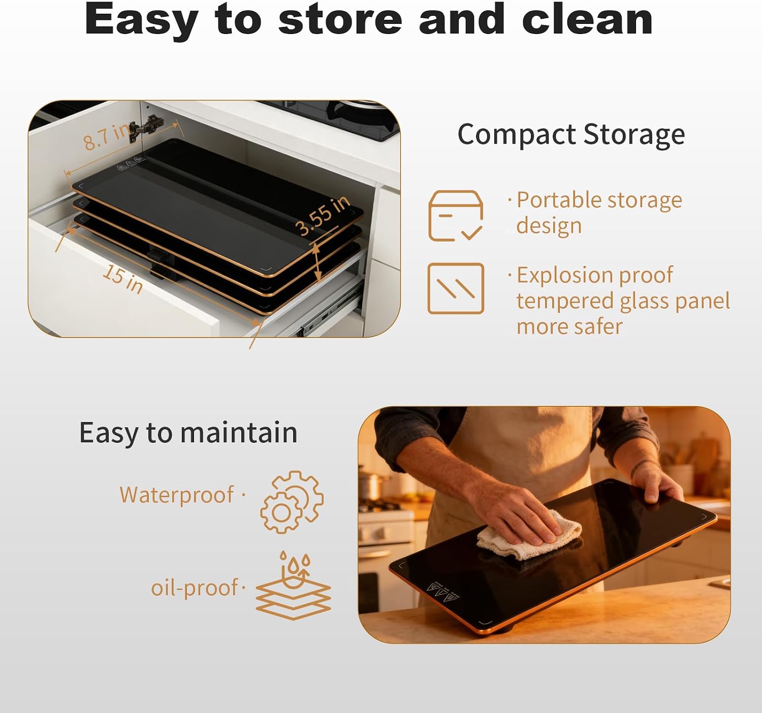 Electric Heating Tray, Food Warmers for Parties Buffet with 8-Level Temperature Adjustment and 24-Hour Timer, Upgraded Glass Electric Food Warmers, Upgraded Desktop-Protecting Food Warming Mat