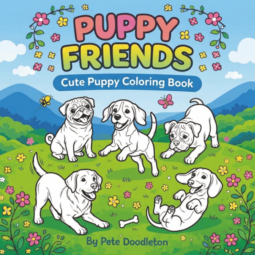 Puppy Friends: Cute Puppy Coloring Book