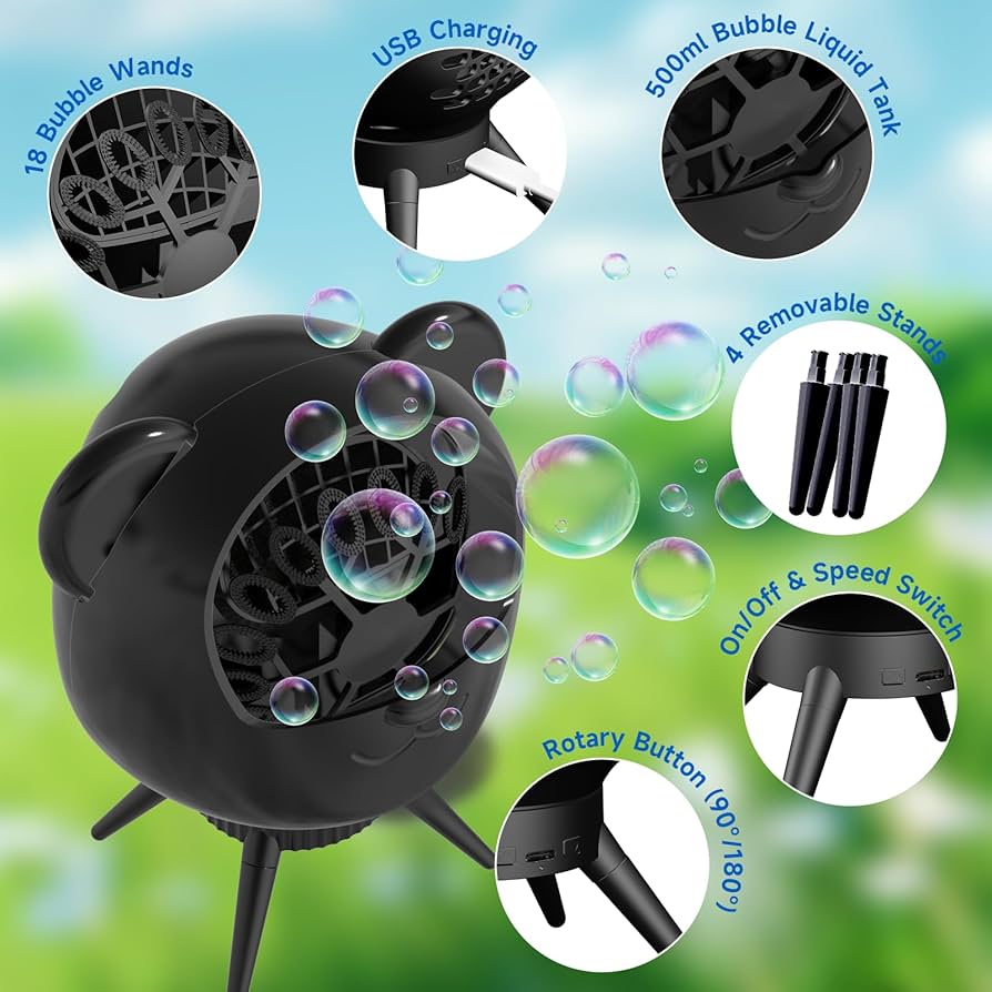 バブルスマッシャー　 Amazon.com: Bubble Machine for Toddlers Kids, 18 Wands 500ml
