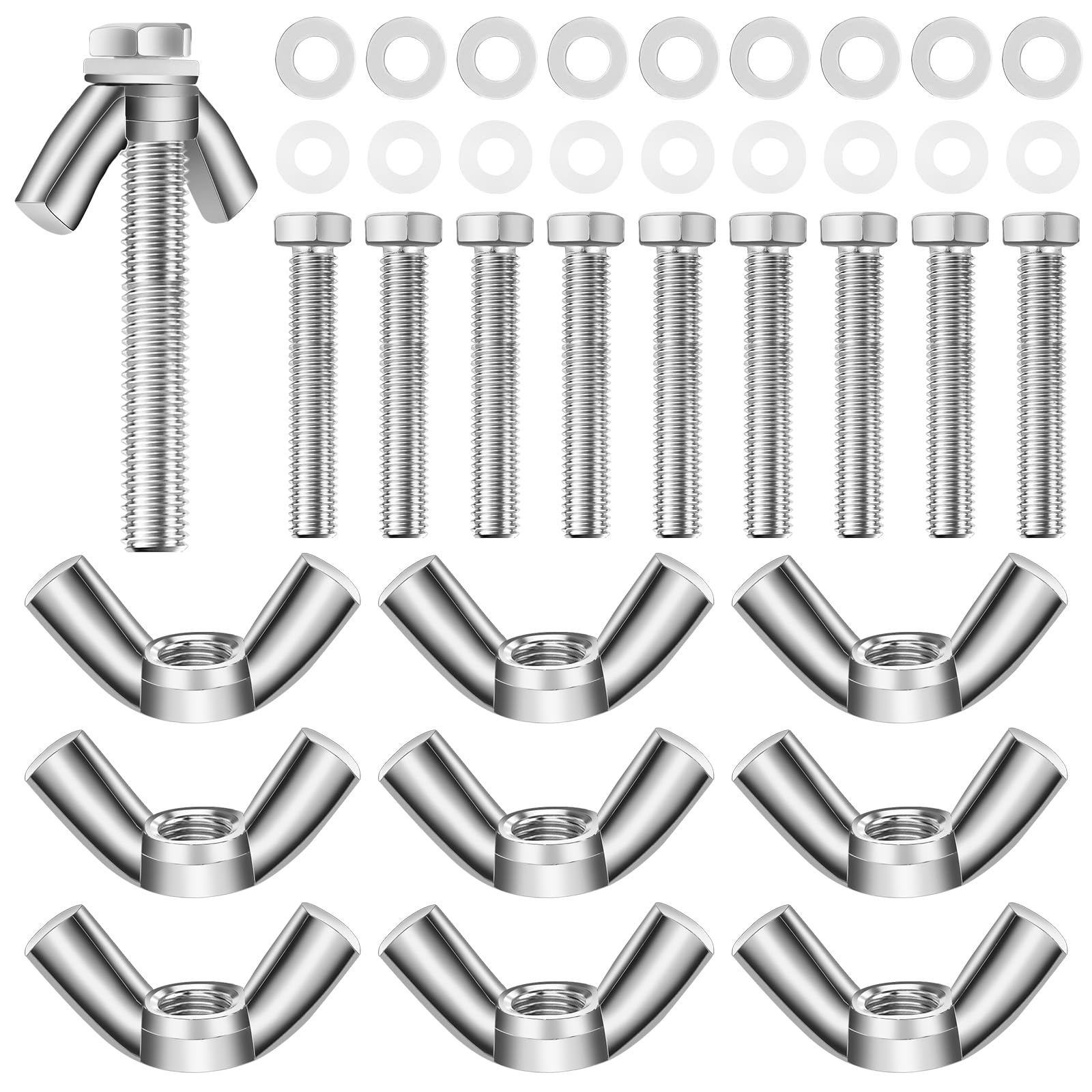 HHXUUAN Flügelmuttern Sortiment Kit M8, 40PCS 10 Sets 30MM S