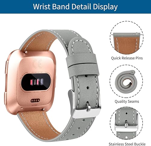 Miniatura 10 de BOTNUW Correas de cuero compatibles con Fitbit Versa 2, correas Versa y correas Versa Lite, correa de cuero de repuesto clásica Fitbit Versa SE para