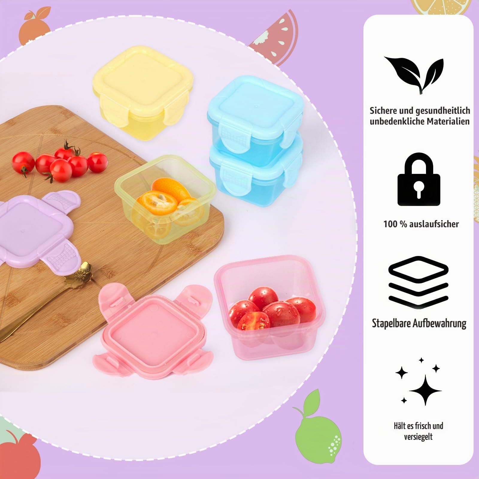 10 Stück Kleine Dosen mit Deckel Plastik,60ml Kleine Tupperdosen,Frischhaltedosen mit Deckel 100% BPA-frei,Wiederverwendbar Mini Tupperdose für Snacks, Joghurt, Obst, Gefrierschrank (5 Farben) Küche, Haushalt & Wohnen