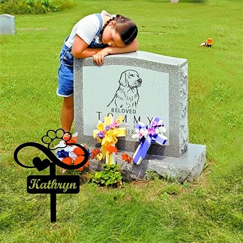 Miniatura 3 de Letrero de metal personalizado con diseño de pata de perro infinito, placa de condolencia, marcador de tumba, decoración de patio para mujeres y