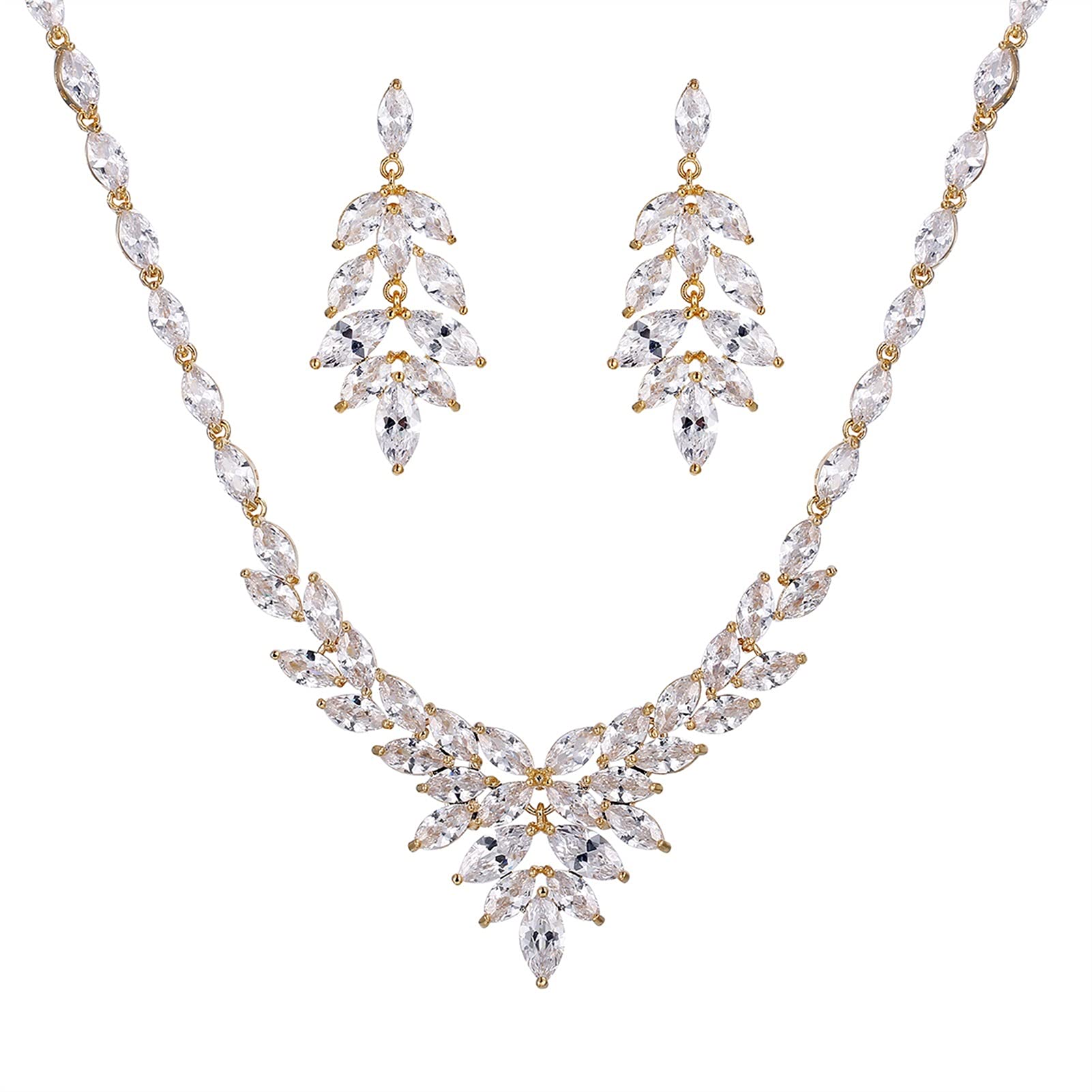 Set di Gioielli da Sposa con Collana e Orecchini con zirconi cubici