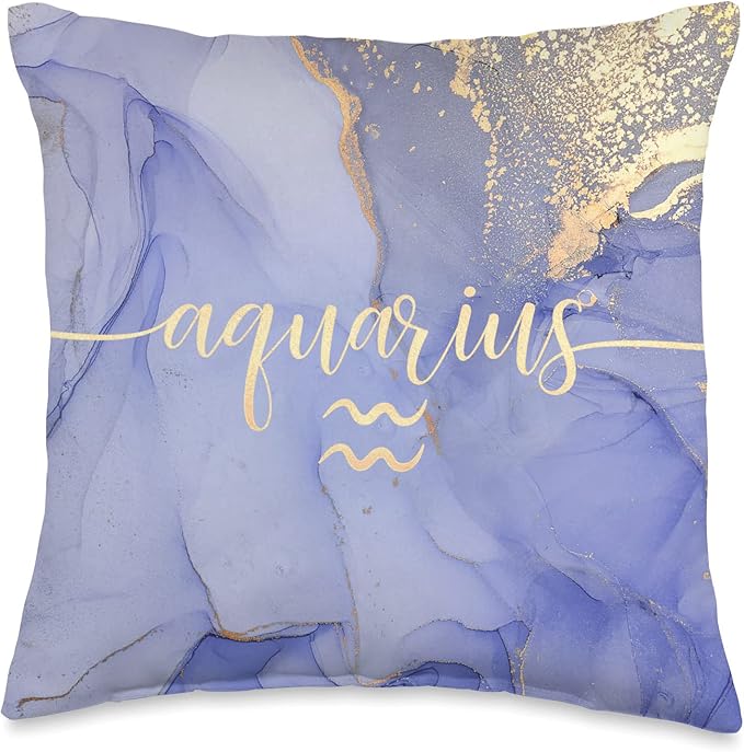Aquarius Star Zodiac Sign Constellation Astrology Purple Throw Pillow