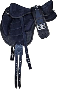 All Purpose Synthetic Treeless Freemax Synthetic Suede English Horse Saddles Tack Free Matching Girth Leather Straps Size 10"-18" inches Seat Available, EA21