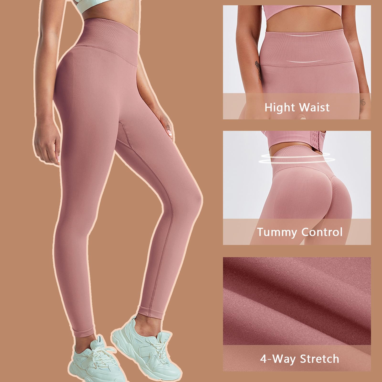 Leggings Deportivos Mujer Push Up Pantalones Cintura Alta Leggings Scrunch Butt Mallas Anticeluliticos Sin Costuras Opaco Pantalones Gym Yoga Fitness Jogging