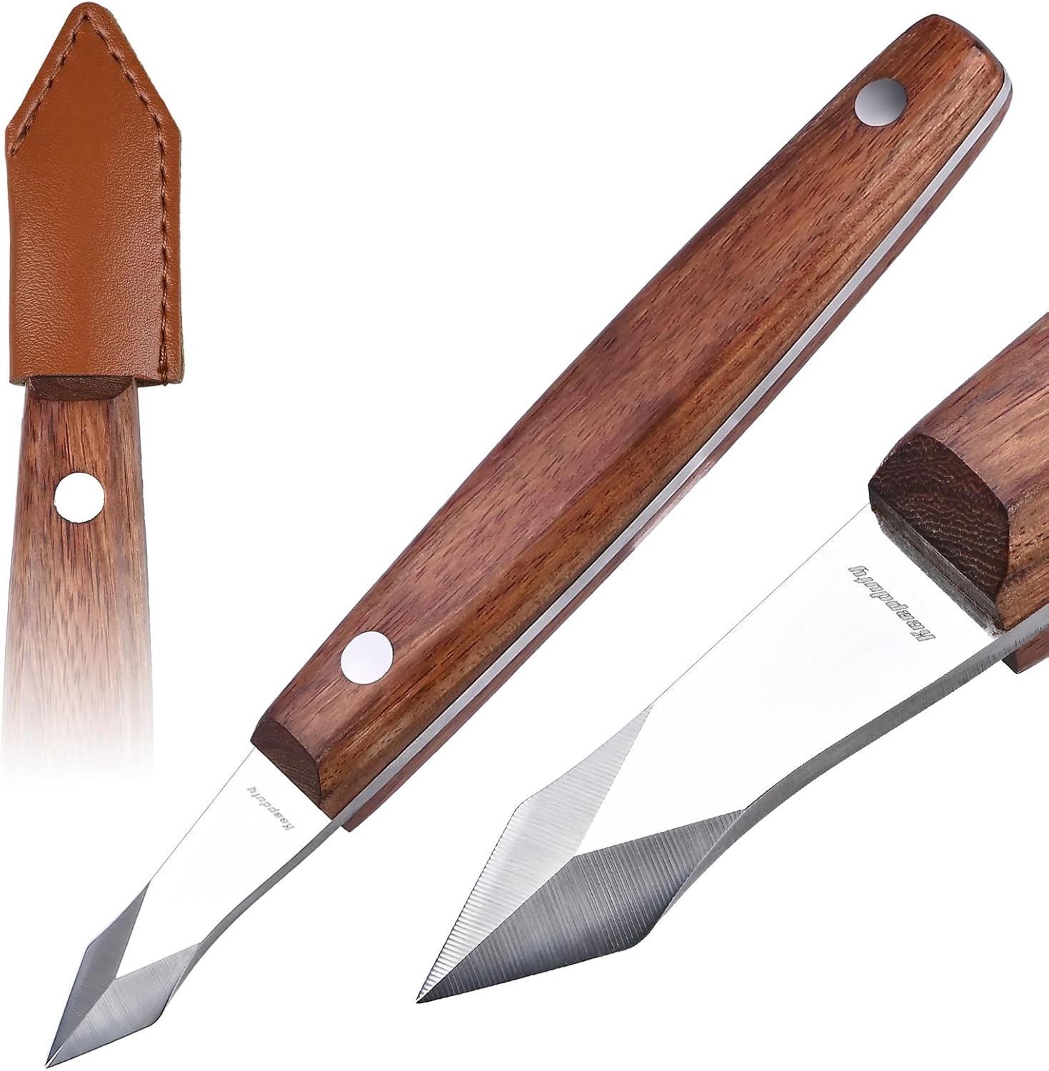 Marking Knife Woodworking, High-Carbon Steel Double Beveled Blade Wood Carving Knife with Wooden Handle for Precision Wood Carving & Fine‑Line Scribing in Narrow Grooves
