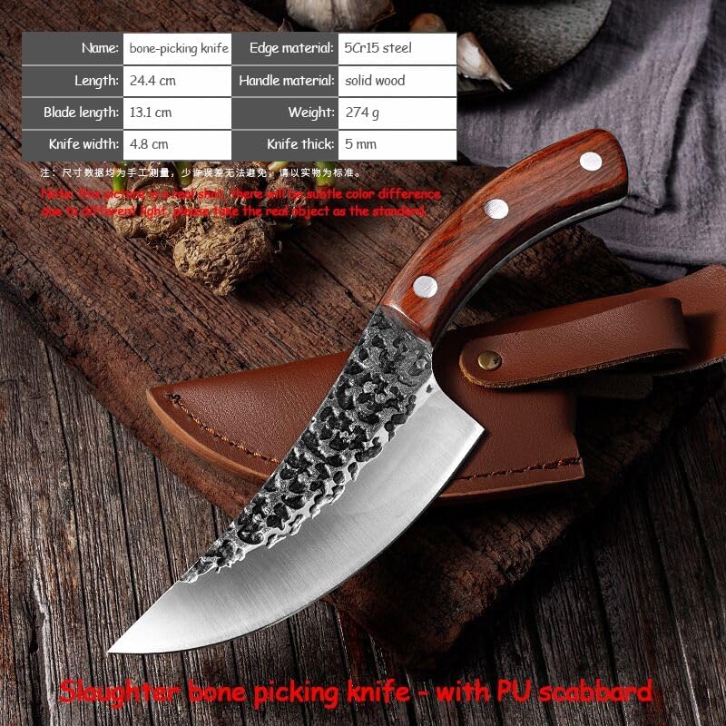 DAXXIN Meat Cleaver,Cleaver Knife, 5 Inch Home Butcher's Butcher's Knife For Carving Meat And Boning Small Cutlass Hand Forged Skinning Knife Kitchen Meat Slicing Knife(J-cd42B)