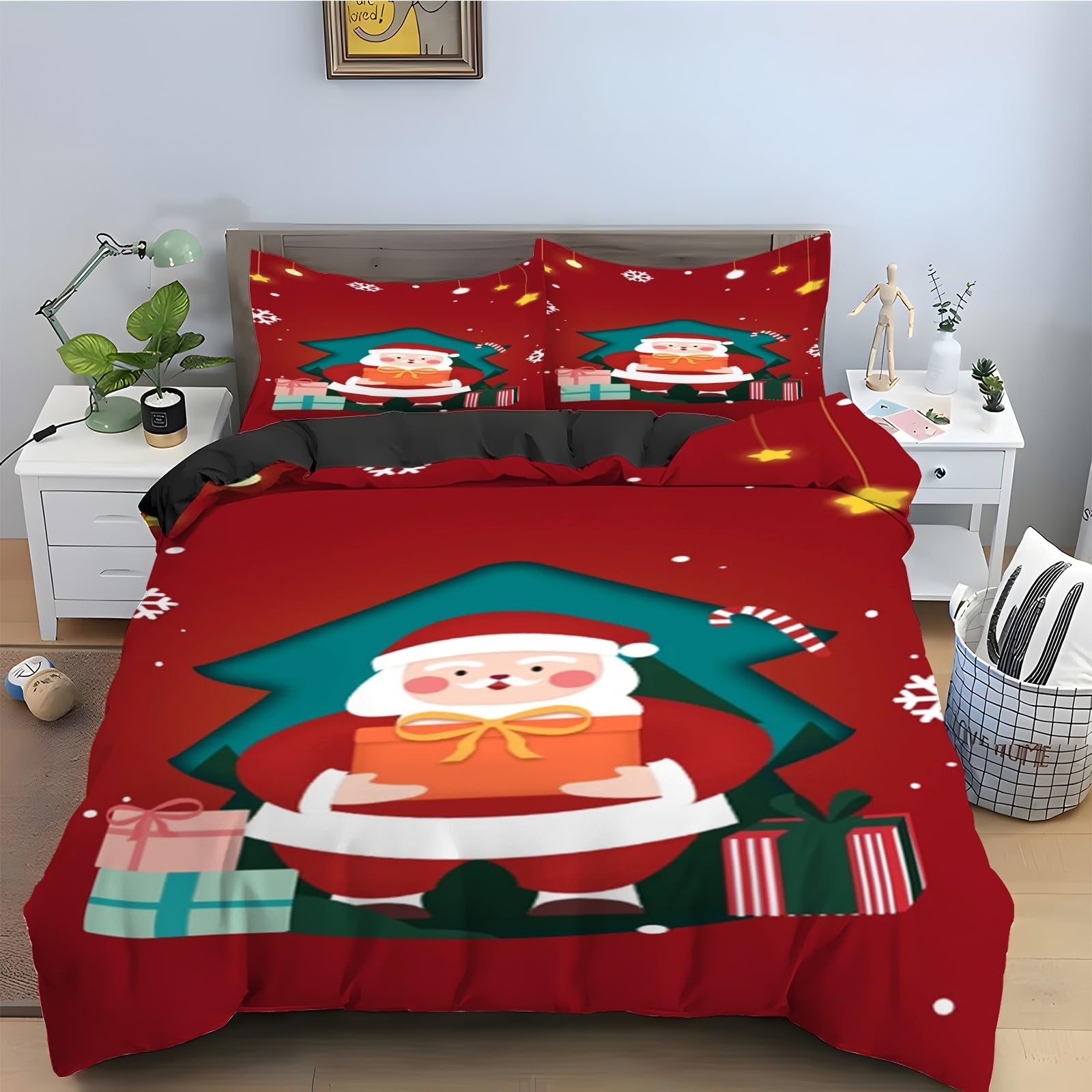 Parure de lit 200x200 de Noël en microfibre douce haut de gamme avec taies d'oreiller