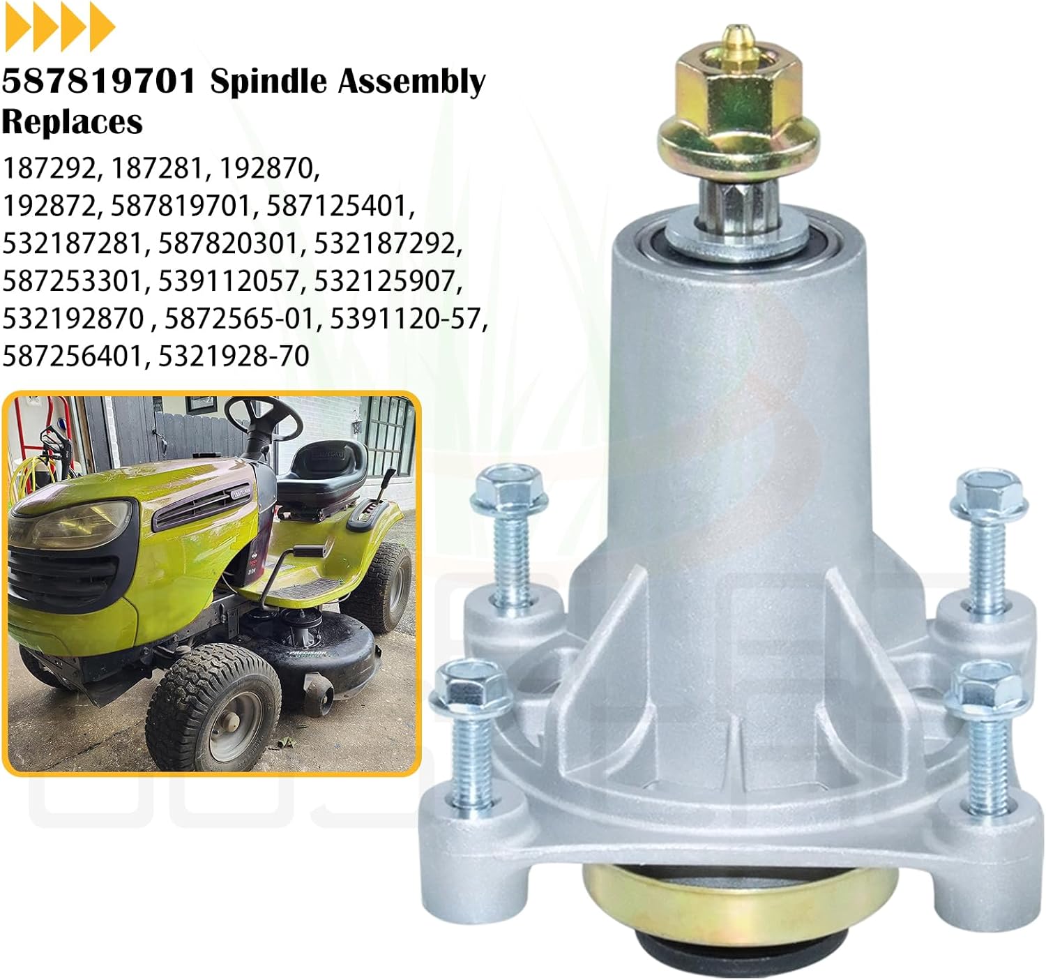 3 Pack Pre-Greased 587819701 Spindle Assembly Kit with 153535, 196106, 196104 Pulley 587686701 Belt Replaces Husqvarna 532187292 532187281 532192872 587253301 587125401 Craftsman 187292 187281